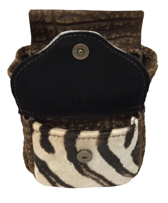 (image for) Burchell Zebra Pocket & Brown Cape Buffalo Shotgun Shell Belt Pouch Deluxe